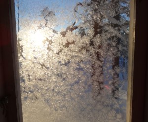 The cabin window was all frozen